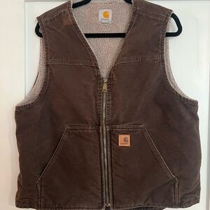 Carhartt Sandstone Rugged Vest - Dark Brown Fleece-Lined